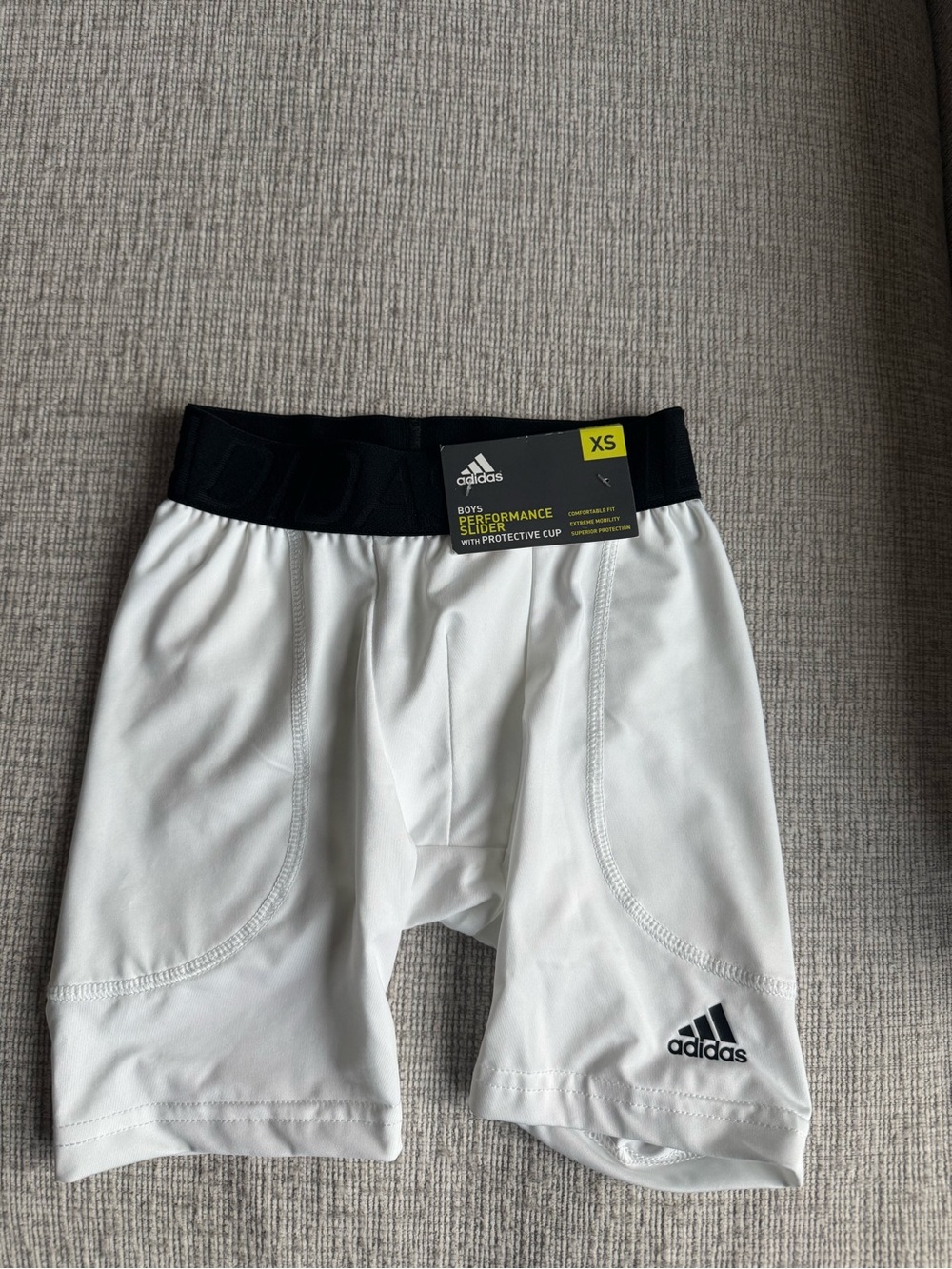 adidas Boys' White Performance slider Compression Shorts